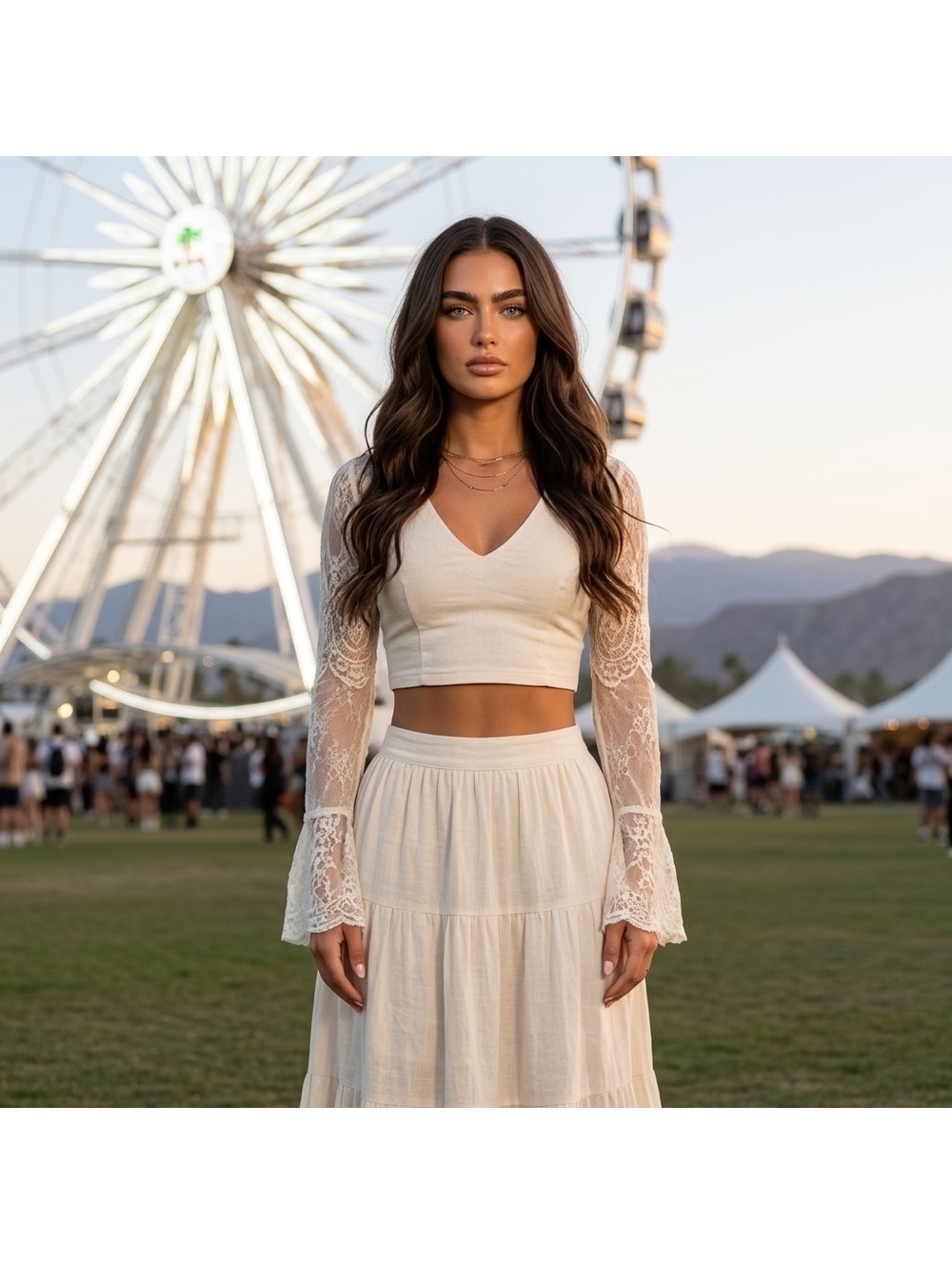 Free People White Boho Lace Cropped Top